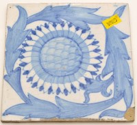 Lot 136A - William Morris: a blue and white painted tile,...