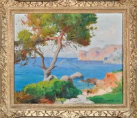 Lot 458 - J*** Hiver CONTINENTAL COASTAL SCENE signed...