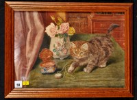 Lot 65 - Wilson Hepple (1854-1937) A kitten on a table...