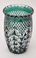 Lot 327 - Green overlay glass Val St. Lambert vase, with...