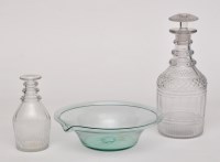 Lot 337 - Glass decanter and stopper, faceted and...