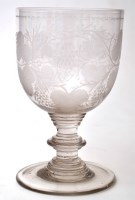 Lot 344 - Large engraved glass goblet, inscribed ''John...