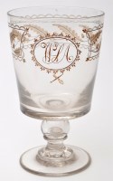 Lot 346 - Large engraved glass goblet, tapering bucket...