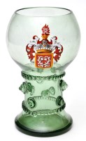 Lot 349 - Large German green glass rummer shaped vase,...