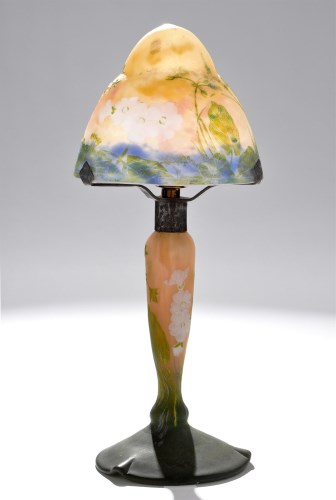 Lot 350 - Coloured glass Daum style table lamp, acid...