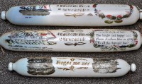 Lot 352 - Three opaque glass 'Marine' rolling pins of...