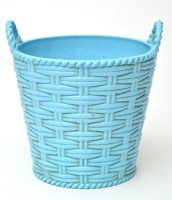 Lot 354 - Sowerby blue milk glass basket, with cane...