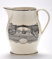 Lot 362 - Large printed creamware jug of 'North-East'...