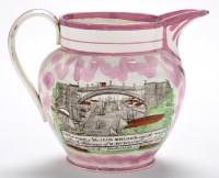 Lot 377 - Lustreware coloured printed pearlware jug of...
