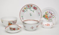 Lot 435 - 'New Hall' slop bowl, saucer dish, sugar bowl,...