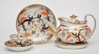 Lot 443 - 'New Hall' teapot, cover and stand, saucer...