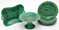 Lot 451 - Wedgwood leaf and basket moulded green glaze...