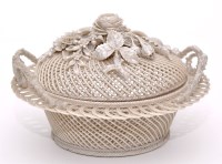Lot 462 - Belleek circular shaped basket and cover, the...
