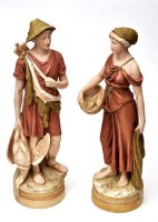 Lot 487 - Pair of Royal Dux porcelain figures, modelled...