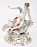 Lot 493 - Samson figure of Leda and the Swan, seated...