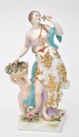 Lot 496 - Meissen style figure of Flora, semi-clad...