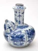 Lot 526 - Chinese blue and white Kendi, lobed globular...