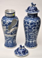 Lot 549 - Pair of Chinese blue and white vases and...
