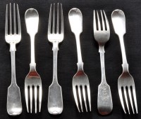 Lot 634 - Six Victorian dessert forks, by A.D. Savory &...