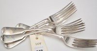 Lot 642 - Six Victorian table forks, by John Whiting,...