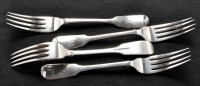 Lot 670 - Four George IV table forks, by Richard Poulden,...