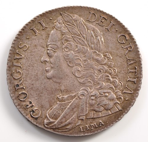 Lot 728 - George II Crown 1746 Lima, old head, S.3689....