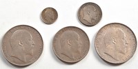 Lot 755 - Edward VII Half Crowns (2); Florin; Sixpence;...