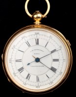 Lot 794 - An 18ct. gold open faced key wind chronometer...