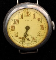 Lot 798 - Rolex: a silver trench wristwatch, bears...