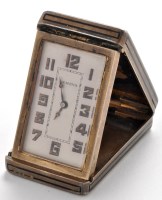 Lot 803 - A 1930's French silver folding travel clock,...