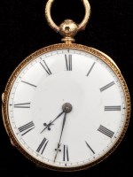 Lot 809 - A Victorian 18ct. gold open faced key wind...