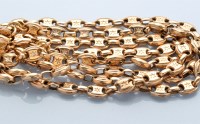 Lot 882 - A Victorian yellow metal double row necklace,...