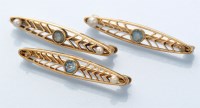 Lot 928 - Three matching aquamarine, seed pearl and...