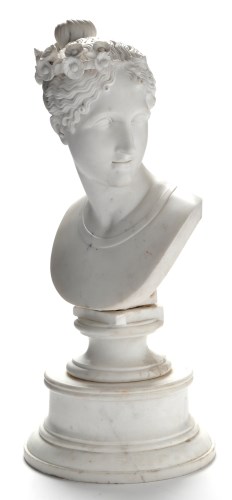 Lot 963 - A 19th Century carved marble female bust, the...
