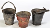 Lot 994 - Three 19th Century leather fire buckets, one...