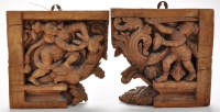 Lot 1033 - A pair of Nepalese softwood carvings, corner...