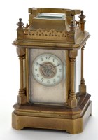 Lot 1276 - A miniature French brass carriage clock, late...