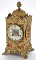 Lot 1280 - A late 19th Century French brass mantel clock,...