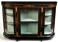 Lot 1305 - A Victorian ebonised breakfront china cabinet,...