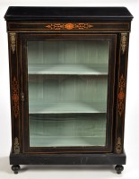 Lot 1306 - A Victorian ebonised inlaid cabinet, the...