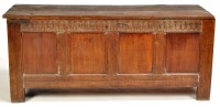 Lot 1314 - An 18th Century oak coffer, the rectangular...