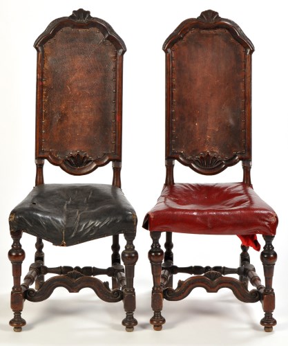 Lot 1317 - A pair of early mahogany Jacobean style high...