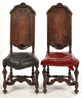 Lot 1317 - A pair of early mahogany Jacobean style high...