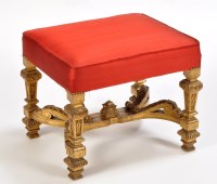 Lot 1323 - A 19th Century giltwood stool, upholstered in...
