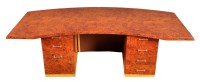 Lot 1326 - A modern simulated burr elm pedestal desk,...