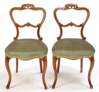 Lot 1328 - A pair of Victorian walnut occasional chairs,...