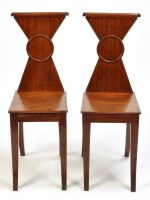 Lot 1331 - A pair of 19th Century mahogany hall chairs,...