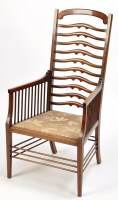 Lot 1351 - An Edwardian mahogany ladder back armchair...