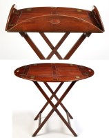 Lot 1353 - A late 19th Century butler's mahogany tray,...