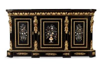 Lot 1359 - A Napoleon III ebonised breakfront credenza,...